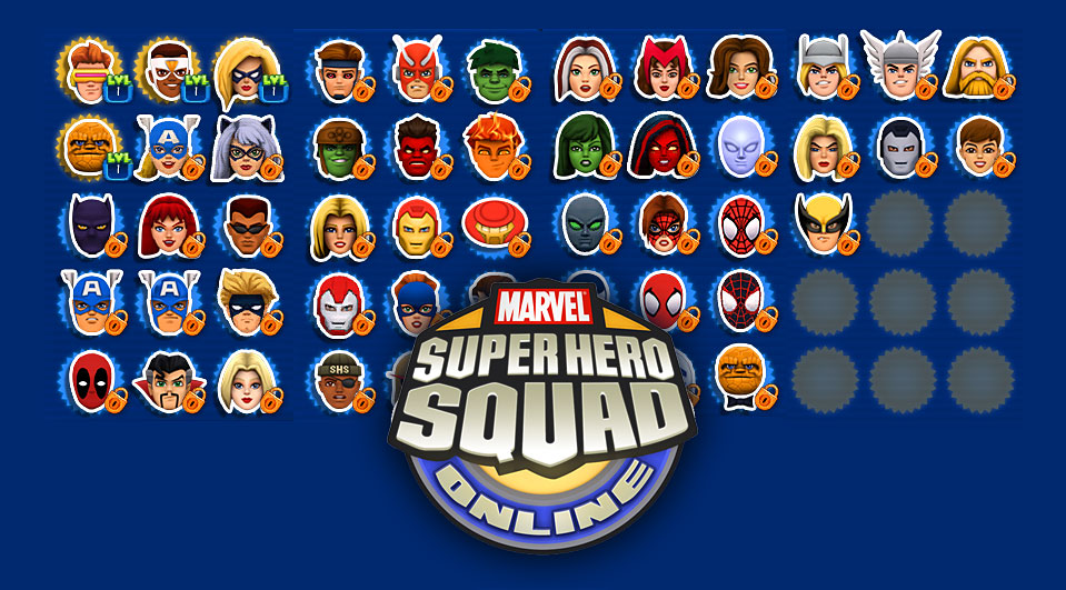 Super Hero Squad Online: Liste aller Helden des Superhelden-Browsergames.