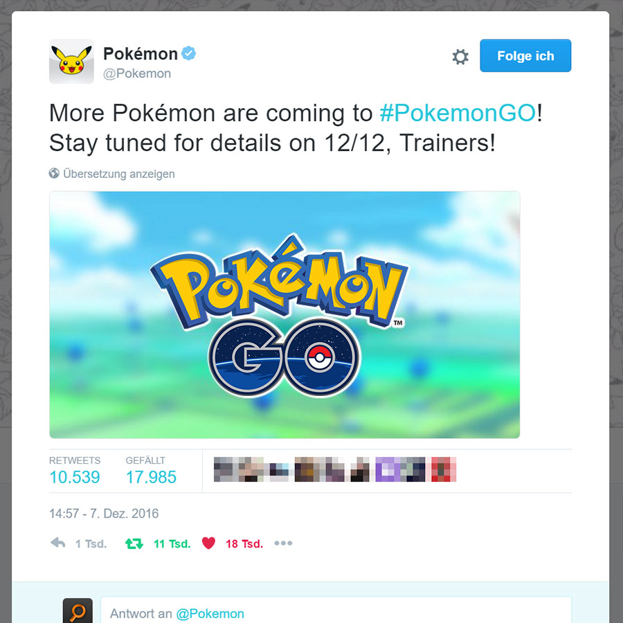 Pokémon Ankündigung Dezember 2016 Update
