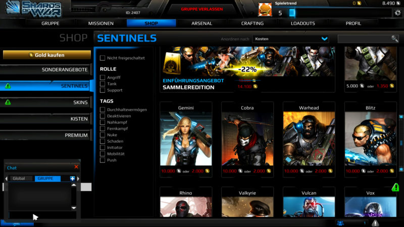 shards of war sentinels
